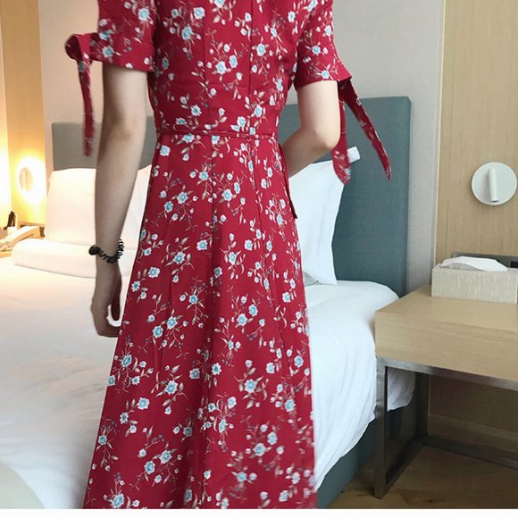 Sexy V Neckline belted floral Dress M L XL 2XL - Picture 6 of 8